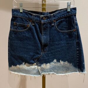 Vintage Levi’s Blue Denim Mini Skirt with Bleached Hem